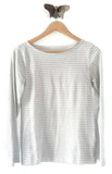 New J. CREW Metallic Striped Artist T-Shirt in Silver Stripe, Size S / M