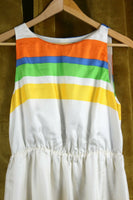 New Anthropologie White & Blue Silk "Essential Stripes Dress" by Girls From Savoy, Size 6, Originally $158