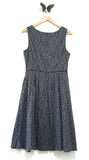 New Aryeh Sleeveless Navy Blue & Gray Print Retro Style Dress, Size M