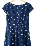 New Modcloth Navy Blue Milkshake Print "Agile Employee Dress" by Sugarhill Boutique, Size US 6 / UK 12, Originally $89