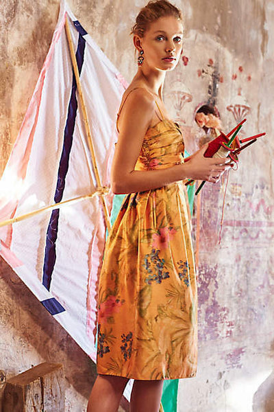 anthropologie orange dress New Anthropologie Orange Peach Floral "Botanica Dress" by James Coviel – The Mustard Dandelion