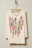New Anthropologie Pink Feather Print "Painterly Tee" by t.la, Size M, Originally $48