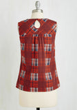 New Modcloth Red & Blue Plaid "Let Me Patchwork it Top in Paprika", Size M, Originally $35