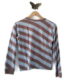 New Anthropologie Blue & Brown Striped Poodle Sweatshirt by Left Field, Size M, Originally $98