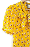 New Anthropologie Yellow Tie Neck Owl Print "Lemon Liftoff Blouse" by Girls From Savoy, Size 6, Originally $118