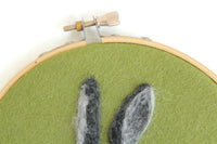 OOAK Rabbit Needle-Felted Wool 5" Hoop Wall Hanging by Dani Ives