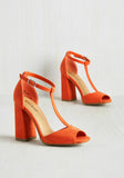 New Modcloth "Got You in My Insights Heel" Tangerine Orange T-Strap Heels by Bamboo, Size 8.5