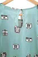 New Modcloth Mint Green Camera Print "Capture the Look Top", Size 8, Originally $53