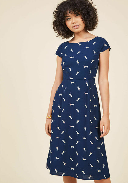 New Modcloth Navy Blue Milkshake Print