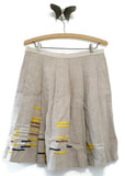 New Anthropologie Beige Embroidered "Hatch Mark Skirt" by Maeve, Size 6, Originally $148