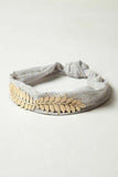 New Anthropologie Gray Fabric & Gold Embellished "Gilded Chiffon Headband", Originally $48