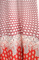 New Red, Orange, & White Printed Cap Sleeve Maxi Dress, Size L