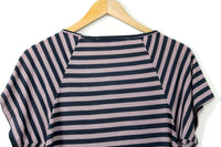 Anthropologie Navy & Lavender Striped & Knotted "New Wave Tee" by Akiko, Size XS, Originally $68
