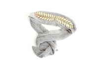 New Anthropologie Gray Fabric & Gold Embellished "Gilded Chiffon Headband", Originally $48