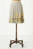 New Anthropologie Beige Embroidered "Hatch Mark Skirt" by Maeve, Size 6, Originally $148