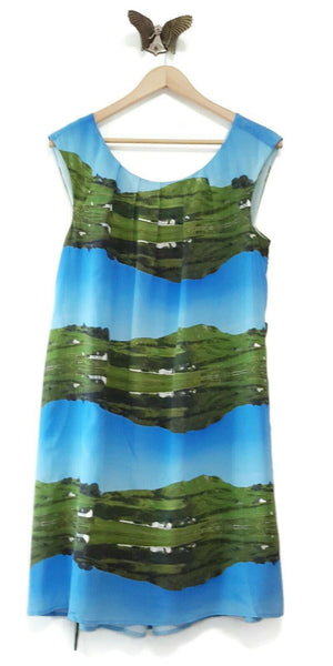 Anthropologie Blue & Green Silk Landscape Print Anthropologie Blue & Green Silk Landscape Print