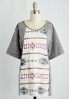 New Modcloth Gray Aztec Print "Art-Tee-Sia Tunic", Size S, Originally $40