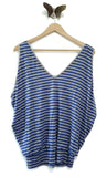 New Anthropologie Blue & Gray Striped "Button-Shoulder Tank" by Bordeaux, Size S, Originally $48