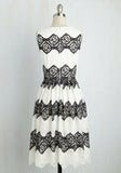 New Modcloth Black & White Stripe "Step in the Right Perfection Lace Dress", Size US 6 / UK 10, Originally $120