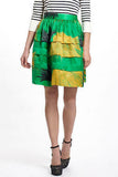 New Anthropologie Green Tiered "Crosshatch Silk Skirt" by Sariah, Size 6, Originally $168