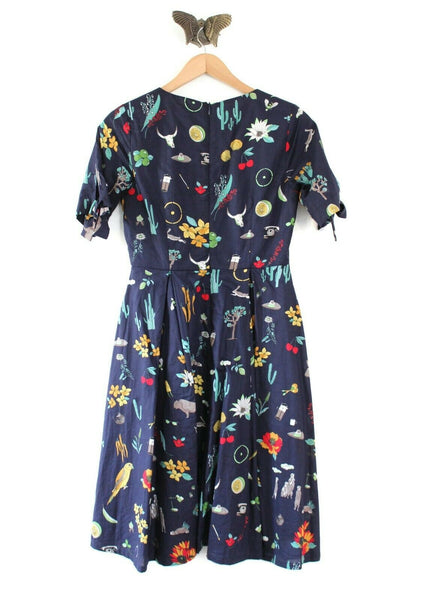Modcloth Navy Blue Novelty Print "Marvelous Miscellany A-Line Dress" b The Mustard Dandelion Modcloth Navy Blue Novelty Print "Marvelous Miscellany A-Line Dress" b The Mustard Dandelion