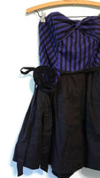 Anthropologie Black & Blue Stripe Strapless "Chorus Girl Romper" by Maeve, Size 4