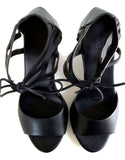 Modcloth "Espresso Your Love Wedge" Black Ankle Tie Wedge Heels by Bamboo, Size 9, Originally $50