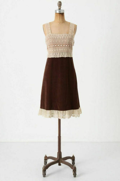 anthropologie brown lace dress By Anthropologie Lace Cutwork Slip Dress