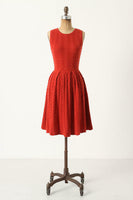 New Anthropologie Red Orange Wool "Flared & Cabled Sweater Dress" by Far Away From Close, Size S, Originally $148