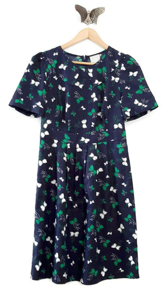 Anthropologie Navy Blue & Green Bow Print "Tethered Dress" by Hi There The Mustard Dandelion Anthropologie Navy Blue & Green Bow Print "Tethered Dress" by Hi There The Mustard Dandelion