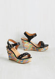 New Modcloth "Driven by Optimism Wedge" Black Sandals with Rainbow Wedge Heels, Size 9, Originally $45