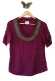 New Anthropologie Deep Pink Embellished "Jewelscape Tee" by Deletta, Size M, Originally $78