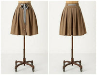 Anthropologie Brown Waist Tie "Vichyssoise Skirt" by Sine, Size 10, Originally $88
