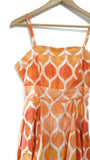 New Anthropologie Orange Geometric Print "Freya Poplin Dress" by Maeve, Size 6, Originally $148