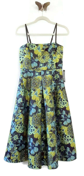 New NY & Company Floral Print Gala Jacquard Strapless Dress