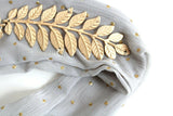 New Anthropologie Gray Fabric & Gold Embellished "Gilded Chiffon Headband", Originally $48