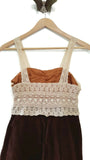 New Anthropologie Brown Corduroy & Lace "Macchiato Jumper Dress" by Zehavale, Size 2, Originally $148