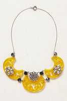 New Anthropologie "Emberbloom Necklace" Yellow Acrylic Rhinestone Bib, Originally $78