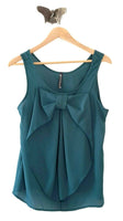 New Modcloth Green Sleeveless "Hello, Bow! Top in Evergreen", Size M, Originally $35