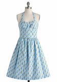 Modcloth Light Blue Convertible Halter "Wave Your Pennant Dress", Size M, Originally $83