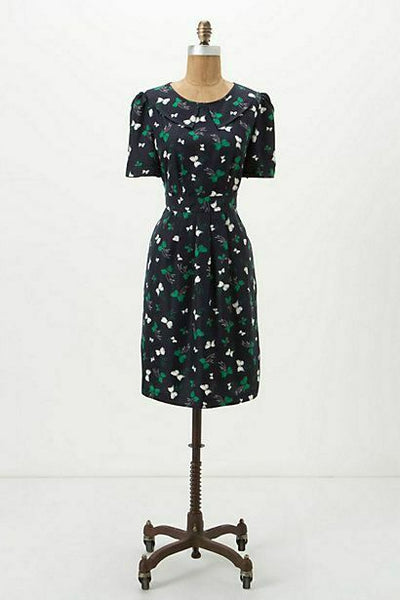 Anthropologie Navy Blue & Green Bow Print "Tethered Dress" by Hi There The Mustard Dandelion Anthropologie Navy Blue & Green Bow Print "Tethered Dress" by Hi There The Mustard Dandelion
