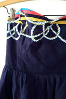 Anthropologie Navy Blue Nautical Print "Roped-In Dress" by Wakana Koike, Size 6, Originally $138