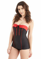 New Modcloth Black & Red "High Tide & True" One Piece Swimsuit by Bettie Page, Size 8, Originally $90