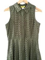 New Modcloth Olive Green Eyelet "Welcome, Weekend! Shirtdress", Size M, Originally $80