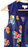 New Modcloth Navy Blue "Girl About Easton Tunic in Floral Dots", Size S, Originally $40