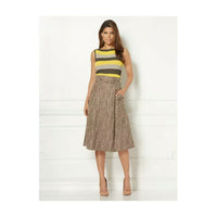 New Eva Mendes "Matilda" Taupe Printed Paperbag Waist Midi Skirt, Size 2, Originally $70