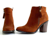 Modcloth "Root & Ranch Block Heel Bootie" Brown Faux Suede by Bamboo, Size 9, Originally $90