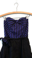 Anthropologie Black & Blue Stripe Strapless "Chorus Girl Romper" by Maeve, Size 4