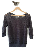Dark Gray Lace Pullover Top, Size XS / S