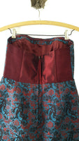 New Anthropologie Blue & Deep Red "Paprika Brocade Dress" by Leifnotes, Size 10, Originally $158